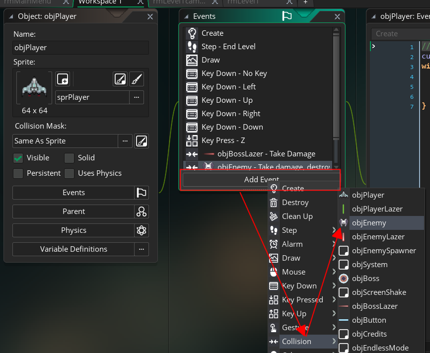 collision event in gamemaker studio 2