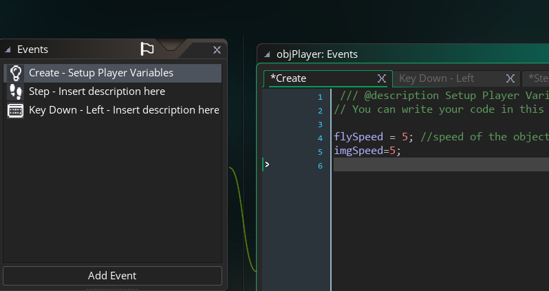 player movement create event