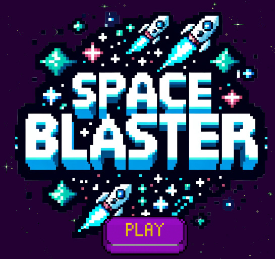 Final 2D space shooter menu with the Play button